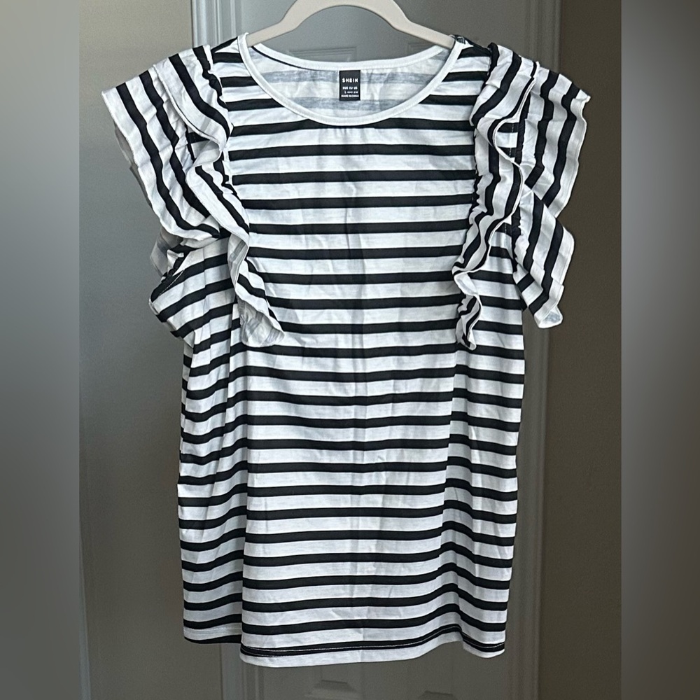 SHEIN Striped Short Sleeve Top NWOT